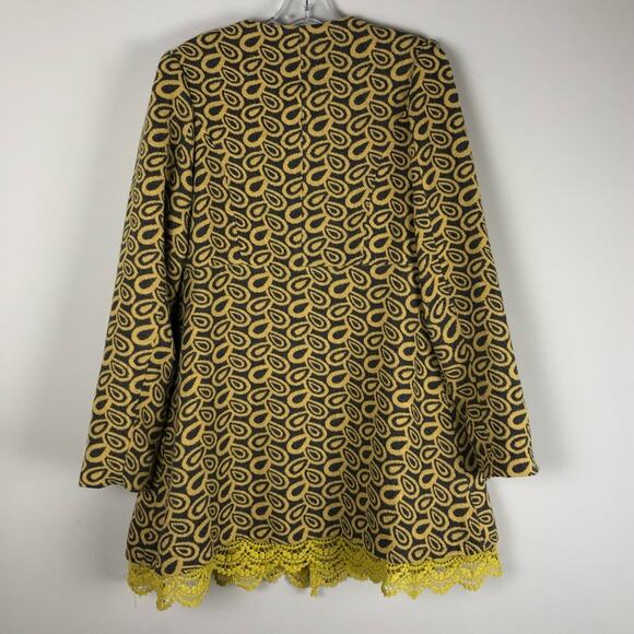 Adorn yellow grey mod retro lace A-line midi cottagecore jacket small - Picture 2 of 8